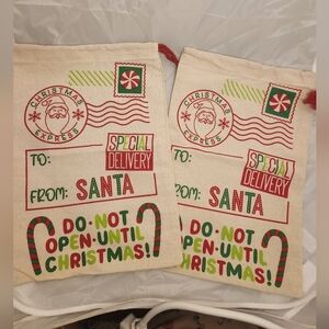 2 13" × 10" Do Not Open Until Christmas Canvas from Santa Bags